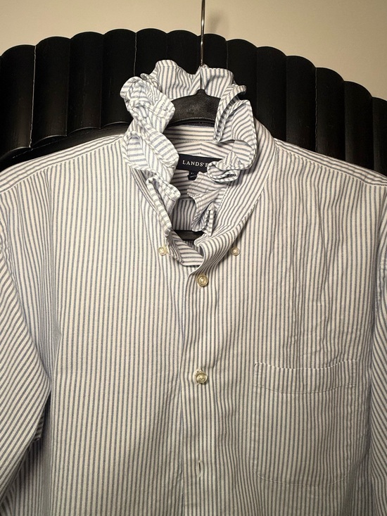 Lands' End Tops - Lands' End Men's White Shirt with Blue Pinstripes